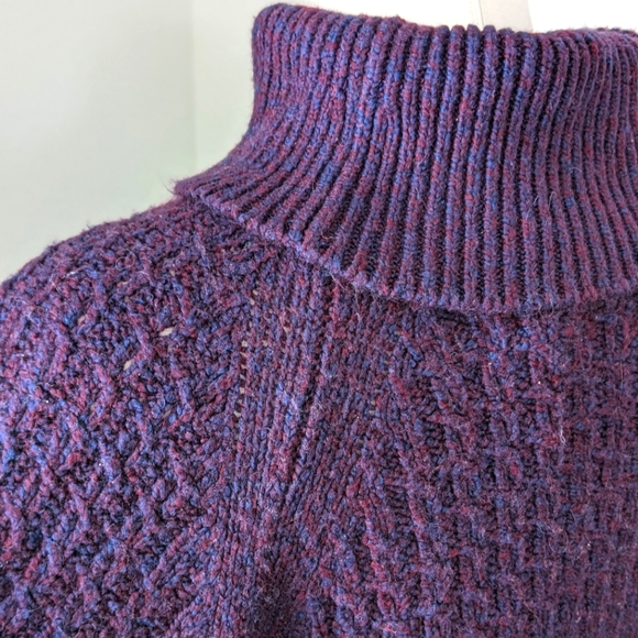 Lou & Grey Purple Blue Turtleneck Batwing Sleeve Knit Sweater - Picture 4 of 7